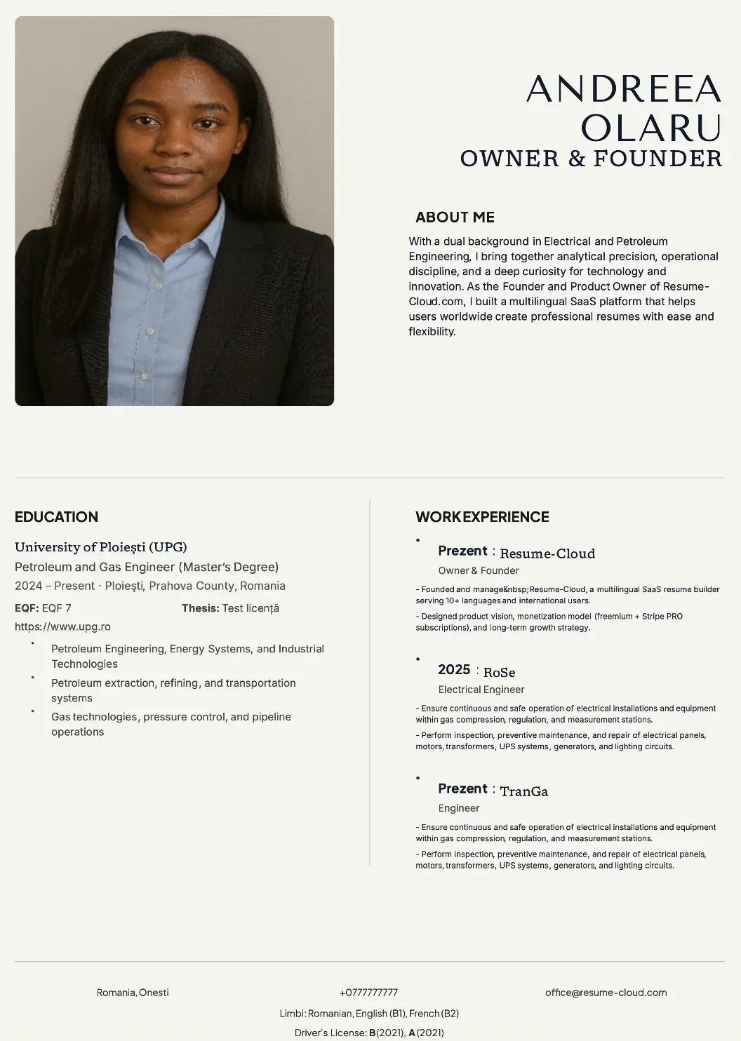 Previzualizare șablon CV