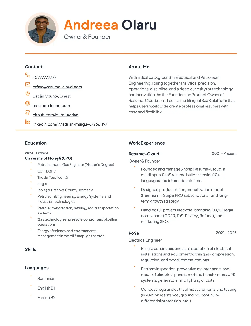 Previzualizare șablon CV